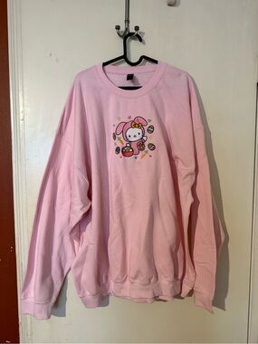 Gildan Light Pink Crewneck Sweatshirt with Black Neck Tag